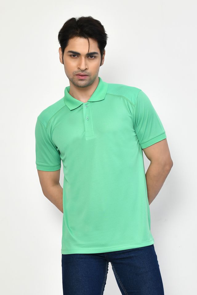 Men's Casual Regular Fit Solid Tshirts combo I Collared Neck I Half Sleeve Polo T-shirts - Light Green, Algae green, Berry Red & White