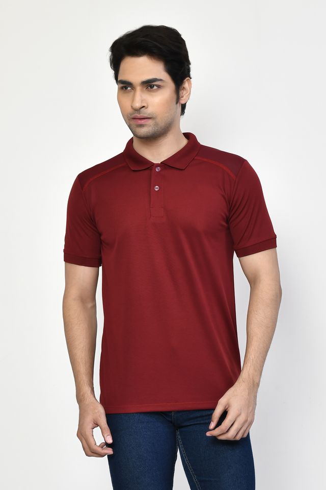 Men's Casual Regular Fit Solid Tshirts combo I Collared Neck I Half Sleeve Polo T-shirts - Maroon & Berry Red
