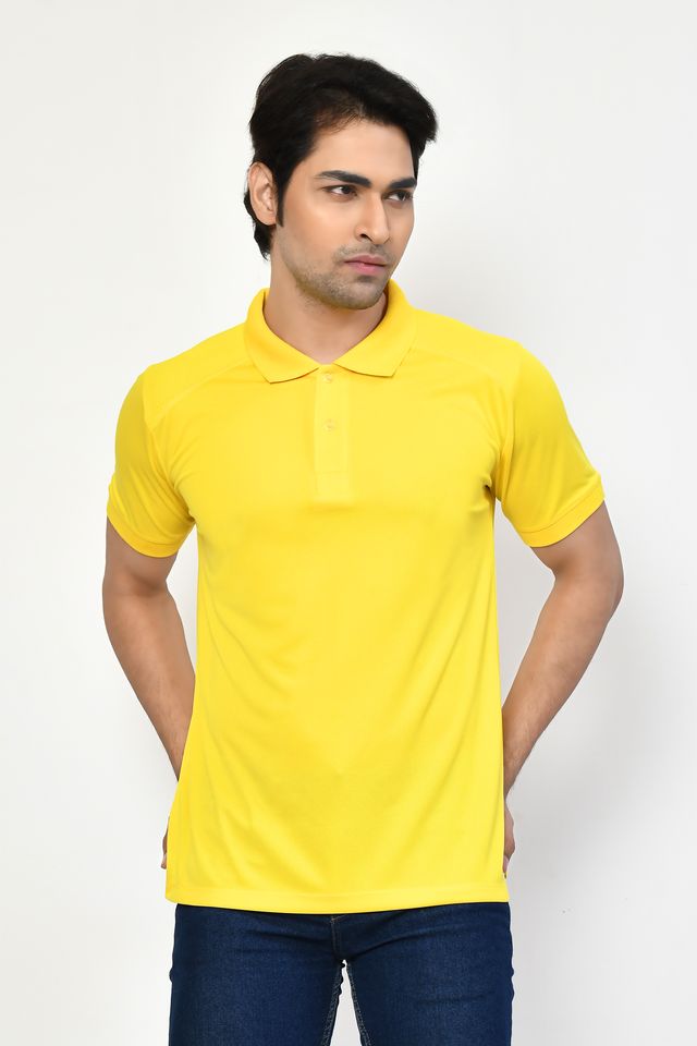 en's Casual Regular Fit Solid Tshirts combo I Collared Neck I Half Sleeve Polo T-shirts - Yellow & Navy Blue