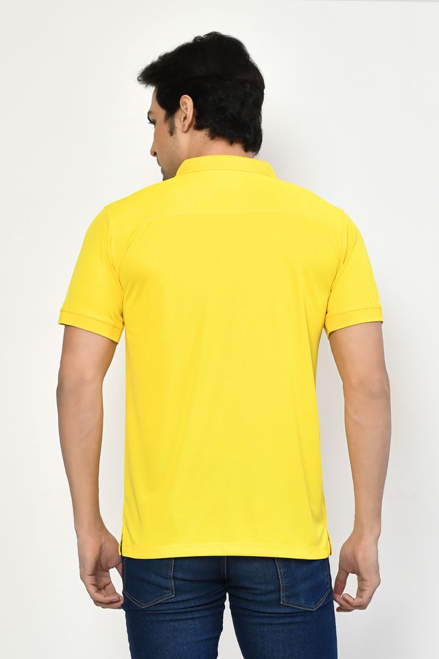 en's Casual Regular Fit Solid Tshirts combo I Collared Neck I Half Sleeve Polo T-shirts - Yellow & Navy Blue