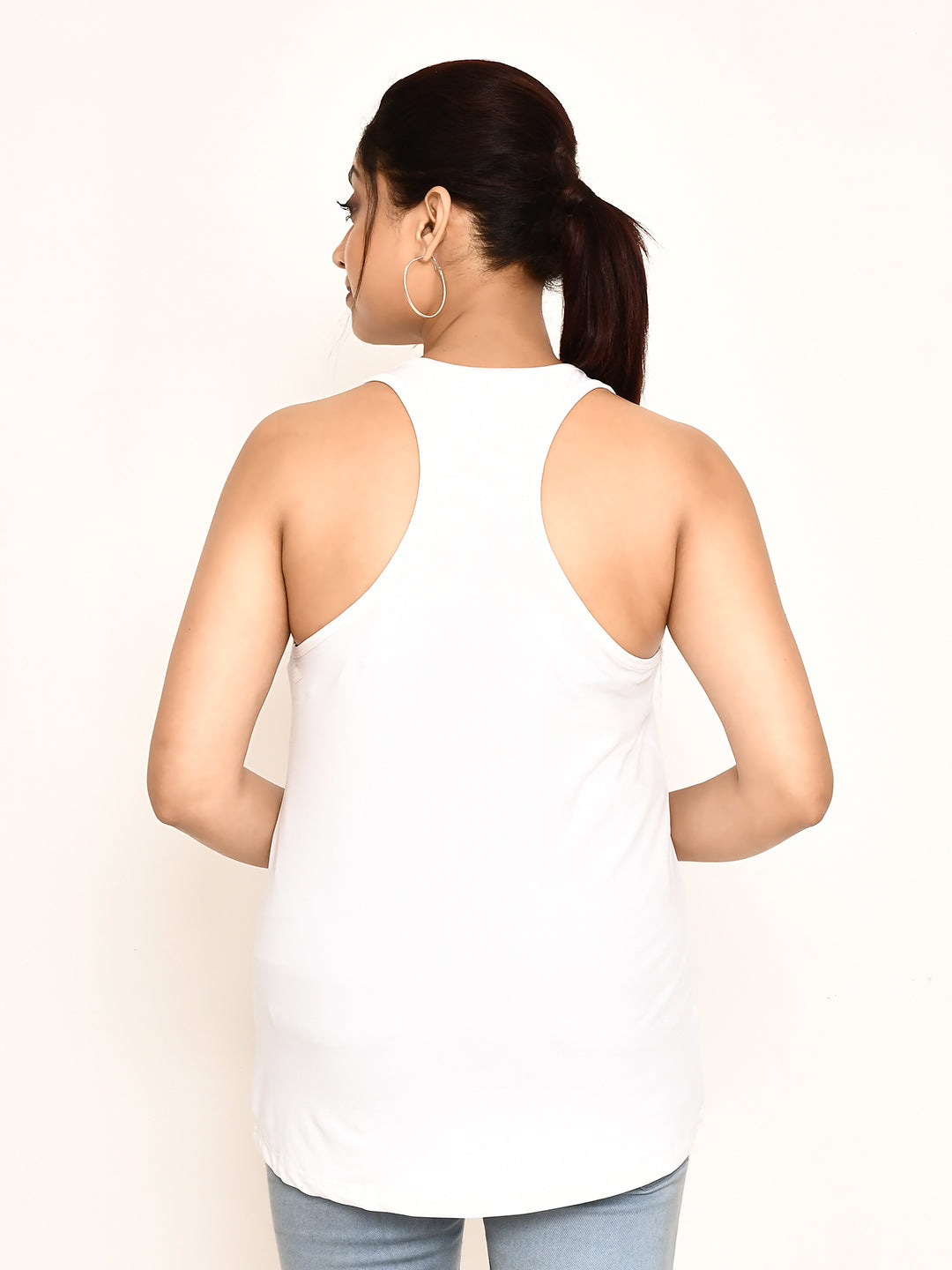 Rapl Bharat Women's Casual Regular Fit Solid Pattern Round Neck Lycra Tank Top Combo I Super Soft Comfy Stretchable Lycra Gymwear Tank Top (Color-White & Black)