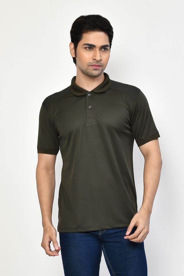 Men's Casual Regular Fit Solid Tshirts combo I Collared Neck I Half Sleeve Polo T-shirts  - Black & Algae green