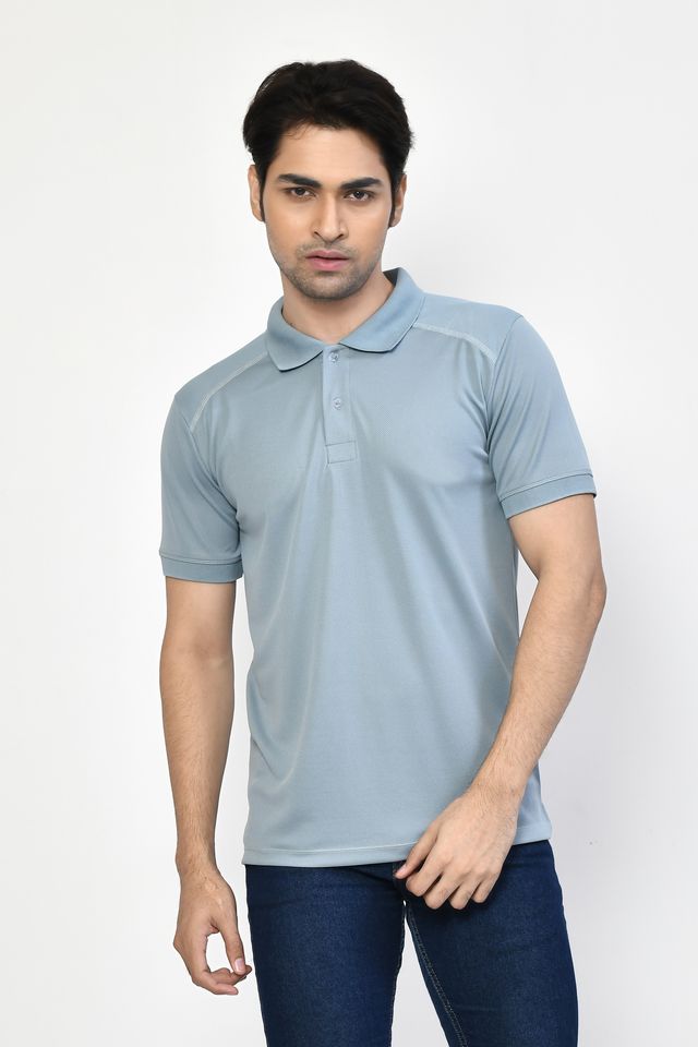 Men's Casual Regular Fit Solid Tshirts combo I Collared Neck I Half Sleeve Polo T-shirts  - Light Green, Navy Blue, Red & Light Grey