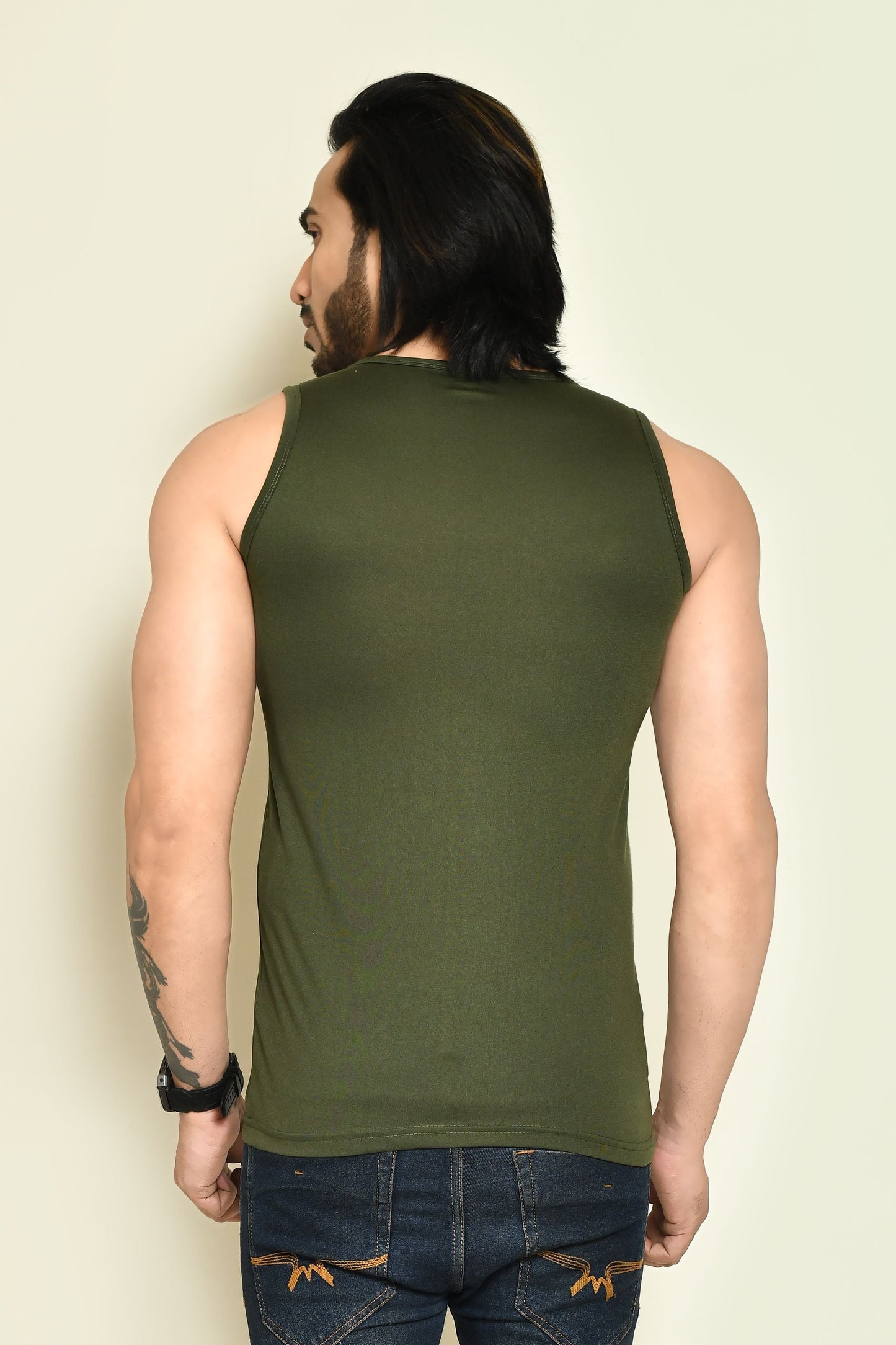 RAPL BHARAT Men's Casual Regular Fit Round Neck Solid Cotton Sleeveless Tank Tops Gym Vest I Perfect for Gymwear & Sports - Red, Yellow & Dark Green