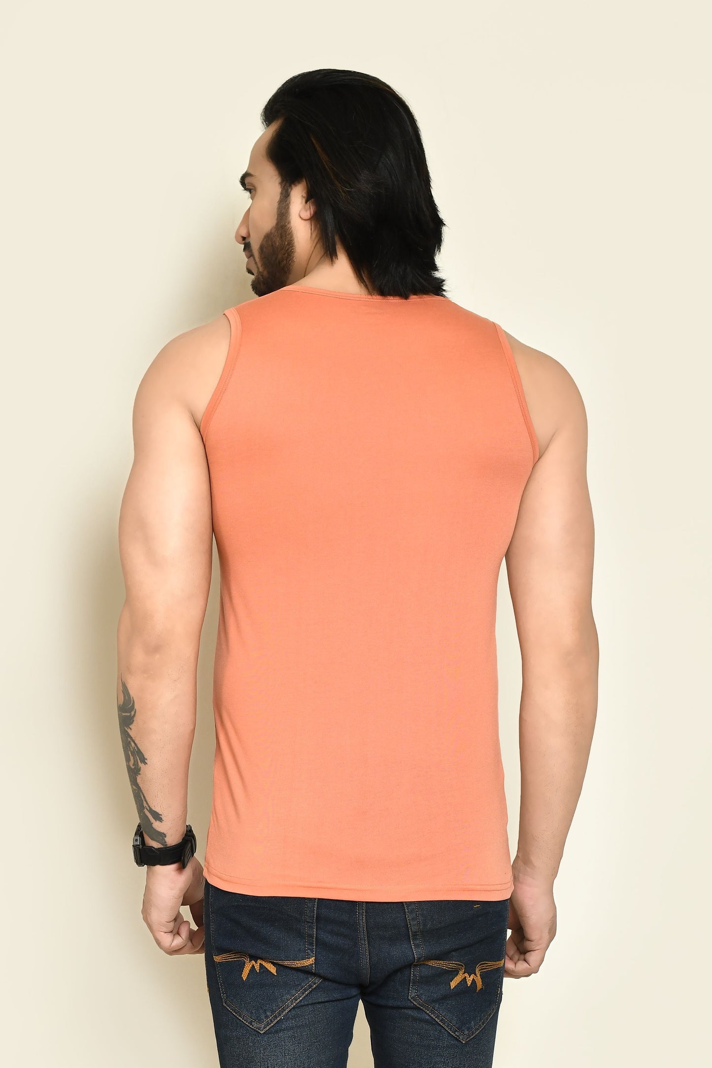 RAPL BHARAT Men's Casual Regular Fit Round Neck Solid Cotton Sleeveless Tank Tops Gym Vest I Perfect for Gymwear & Sports - Red & Mauve