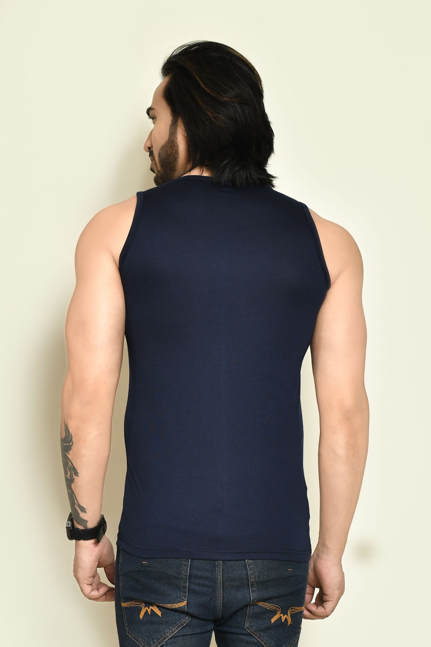 RAPL BHARAT Men's Casual Regular Fit Round Neck Solid Cotton Sleeveless Tank Tops Gym Vest I Perfect for Gymwear & Sports - Red & Navy Blue