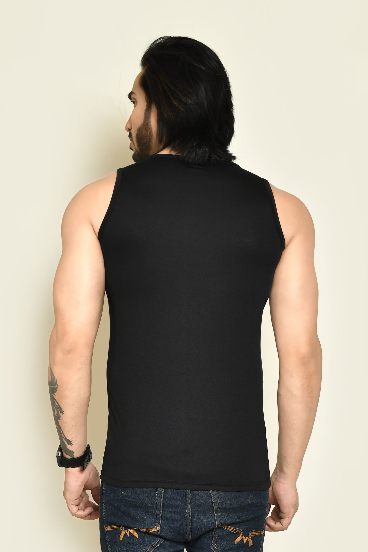 RAPL BHARAT Men's Casual Regular Fit Round Neck Solid Cotton Sleeveless Tank Tops Gym Vest I Perfect for Gymwear & Sports - Black, Dark Green & Navy Blue