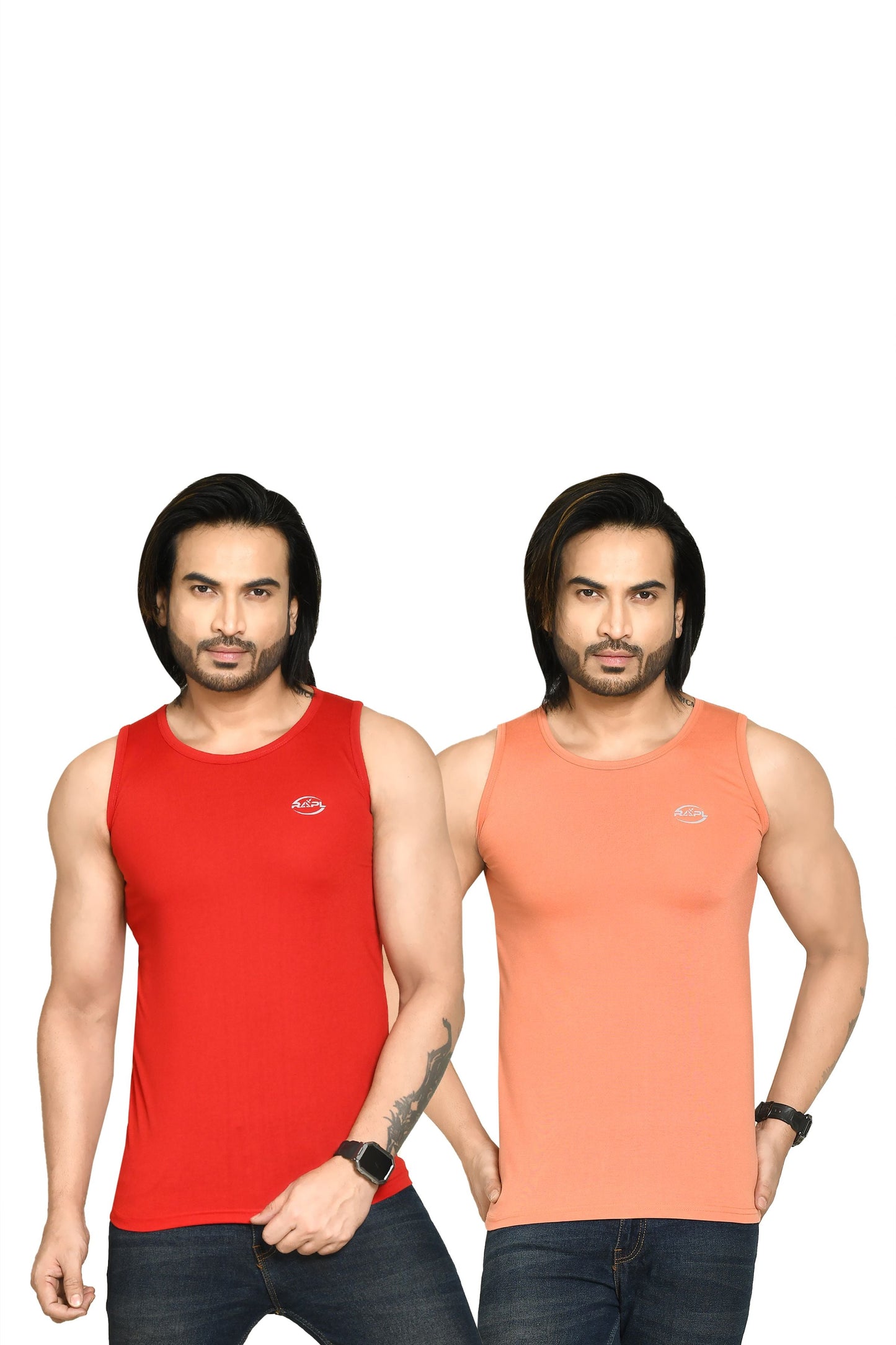 RAPL BHARAT Men's Casual Regular Fit Round Neck Solid Cotton Sleeveless Tank Tops Gym Vest I Perfect for Gymwear & Sports - Red & Mauve