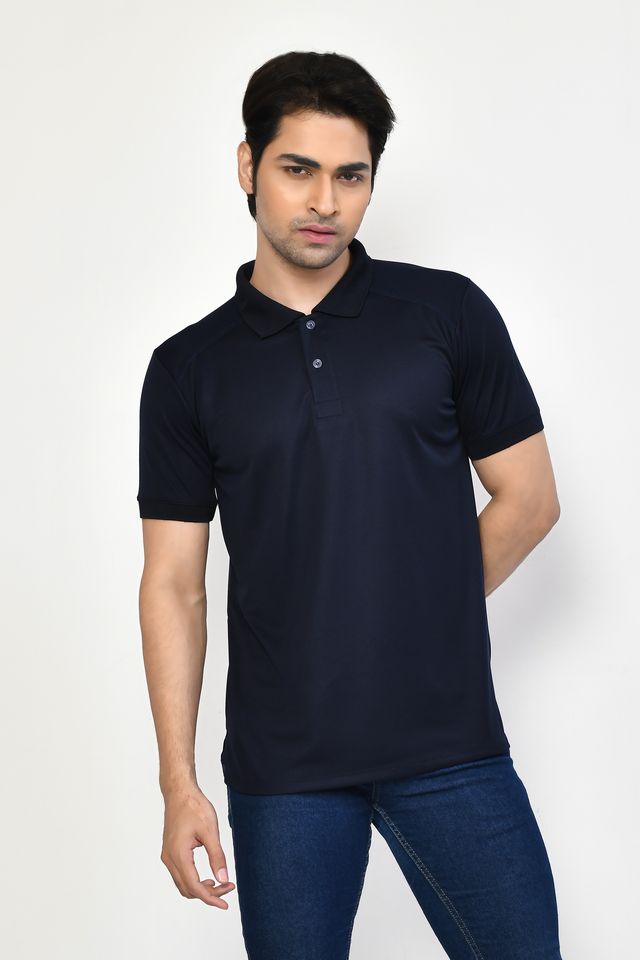 Men's Casual Regular Fit Solid Tshirts combo I Collared Neck I Half Sleeve Polo T-shirts  - Navy Blue & Light Grey