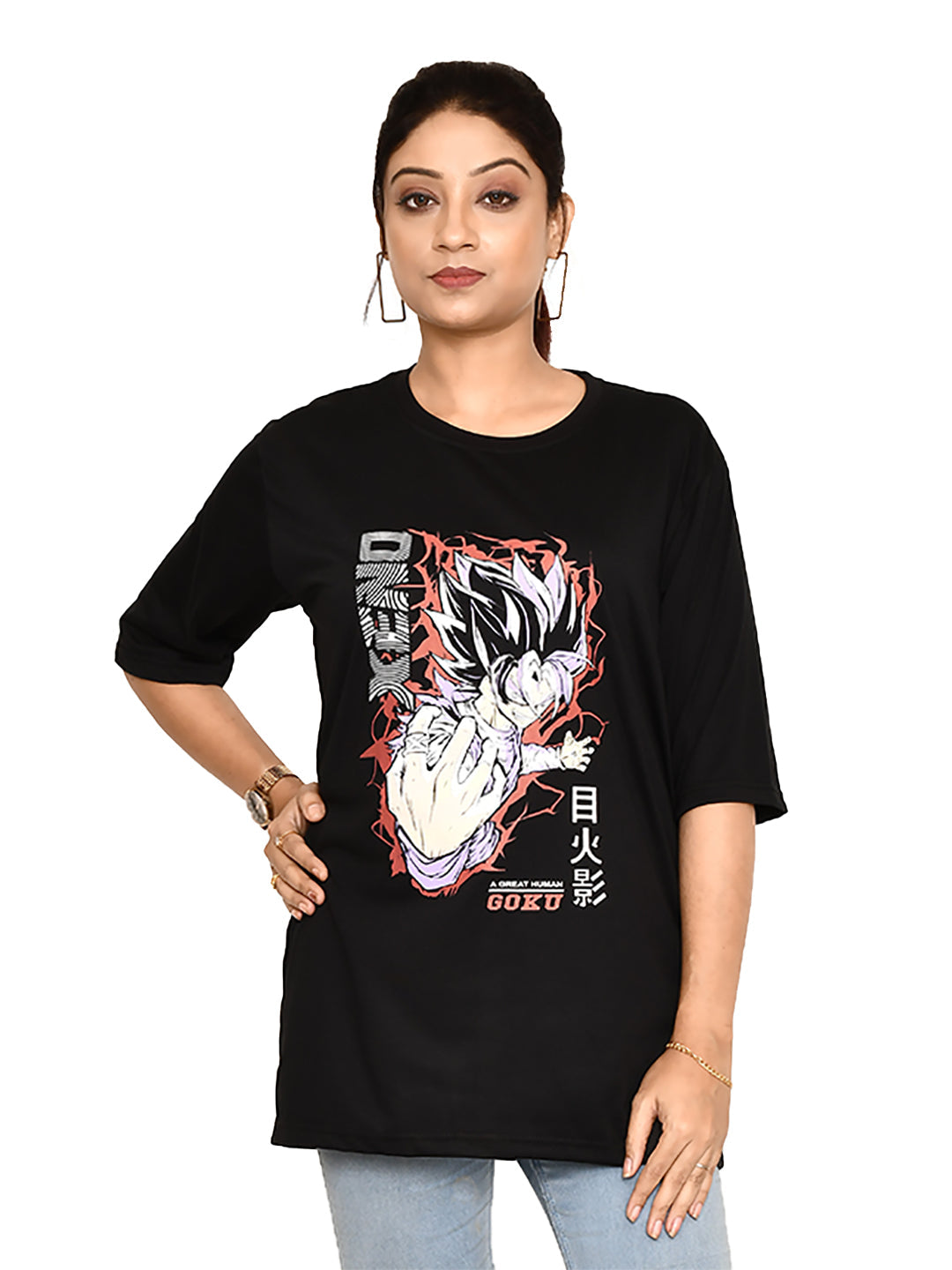 RAPL BHARAT Combo Women's Casual Regular Fit Round Neck Cotton t-shirt With Trendy Anime Print I Comfy & Stylish Graphic Printed T-shirt Combo of 3 for Women | Color - Black / Multi