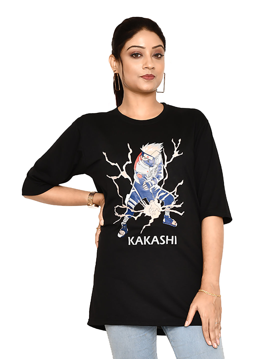 RAPL BHARAT Combo Women's Casual Regular Fit Round Neck Cotton t-shirt With Trendy Anime Print I Comfy & Stylish Graphic Printed T-shirt Combo of 3 for Women | Color - Black / Multi