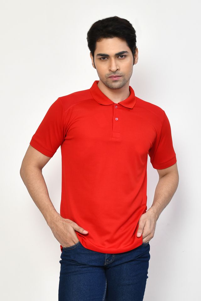 Men's Casual Regular Fit Solid Tshirts combo I Collared Neck I Half Sleeve Polo T-shirts  - Light Green, Navy Blue & Red