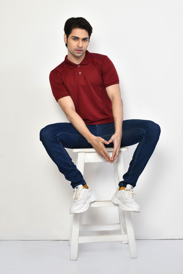 Men's Casual Regular Fit Collared Neck Polo T-shirt