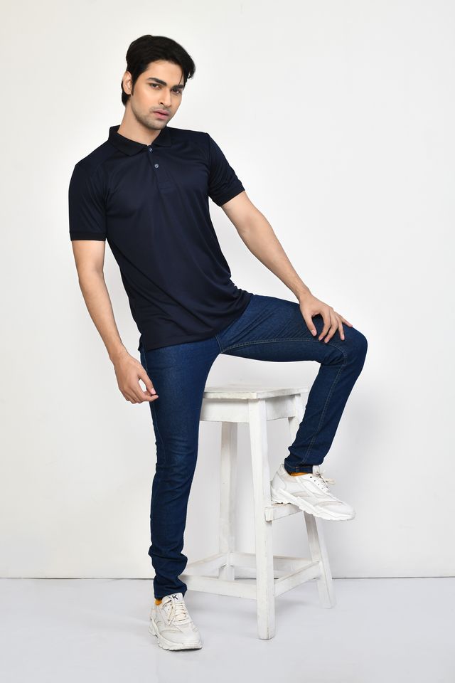 Men's Casual Regular Fit Collared Neck Polo T-shirt