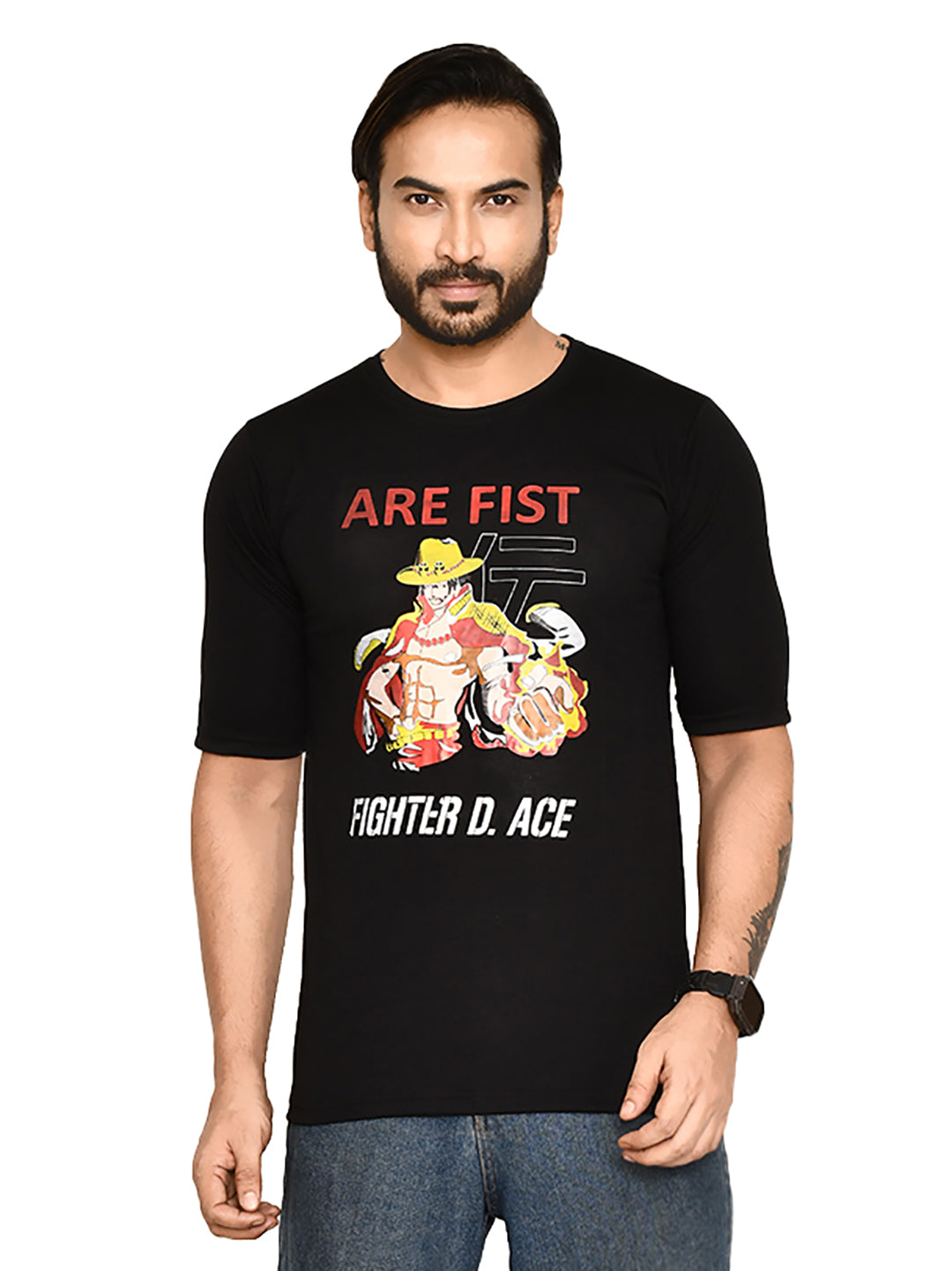 RAPL BHARAT Men's Casual Regular Fit Printed Cotton T-shirt Combo with Half Sleeve I Comfortable & Breathable Anime Printed T-shirt for Men with Round Neck | Color - Black / Multi