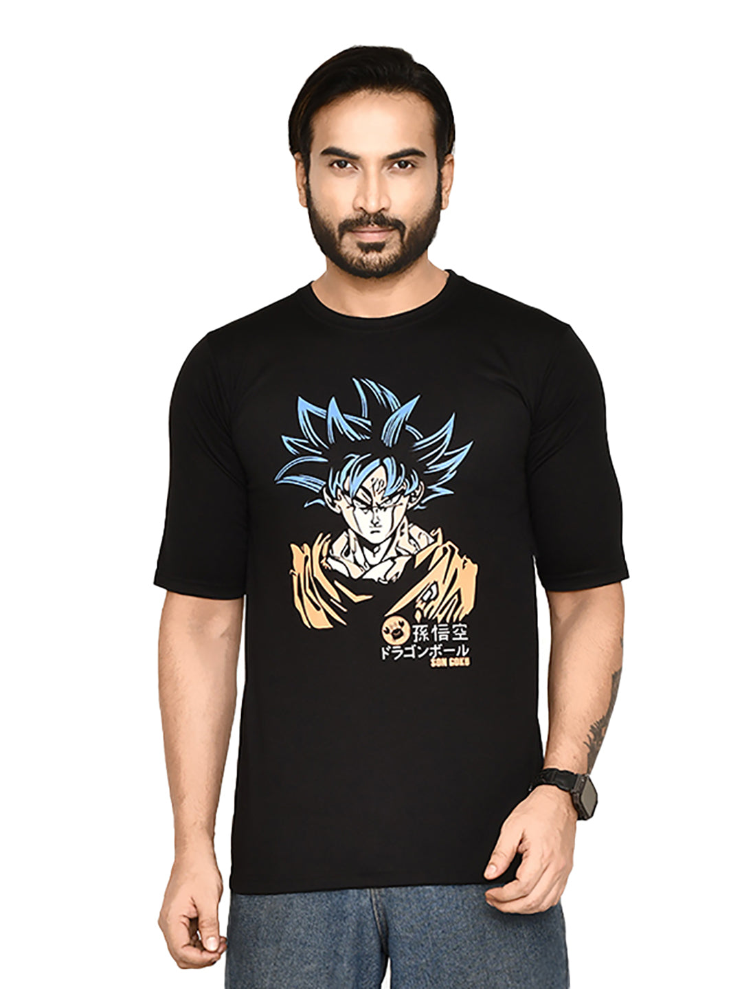 RAPL BHARAT Men's Casual Regular Fit Printed Cotton T-shirt Combo with Half Sleeve I Comfortable & Breathable Anime Printed T-shirt for Men with Round Neck | Color - Black / Multi