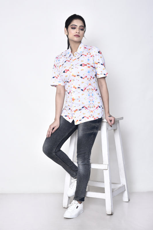 Women Printed Shirt_WhiteR&Ylw