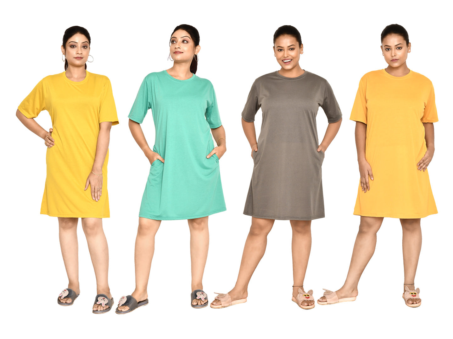 RAPL BHARAT Women's Casual Round Neck Cotton Knee Length Dress With Short sleeves