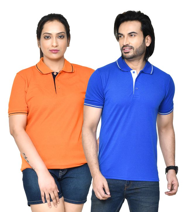 Regular Fit Pure Cotton Solid T-shirts Combo with Collar Neck and Half Sleeves I Unisex Polo Tshirts For Everyday wear