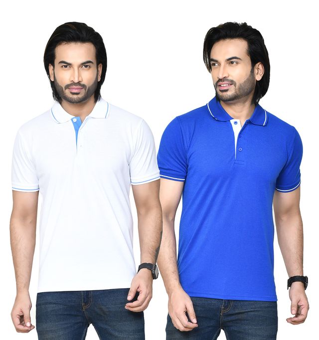 Regular Fit Pure Cotton Solid T-shirts Combo with Collar Neck and Half Sleeves I Unisex Polo Tshirts For Everyday wear