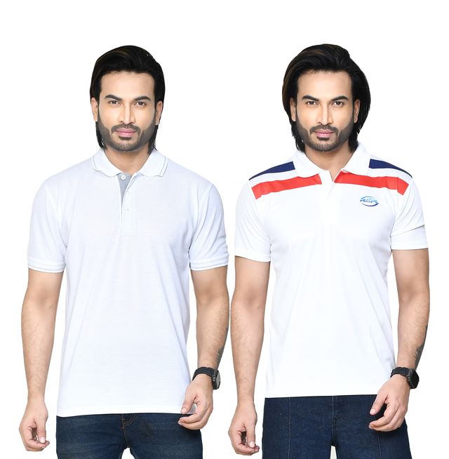 Regular Fit Pure Cotton Solid T-shirts Combo with Collar Neck and Half Sleeves I Unisex Polo Tshirts For Everyday wear