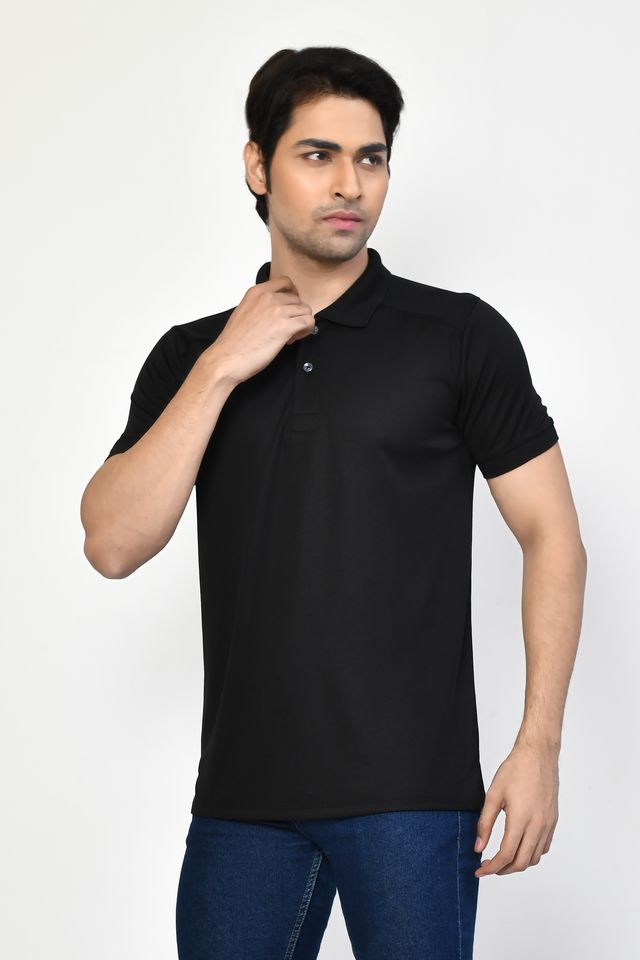 Men's Casual Regular Fit Solid Tshirts combo I Collared Neck I Half Sleeve Polo T-shirts  - Black, Light Green & Navy Blue