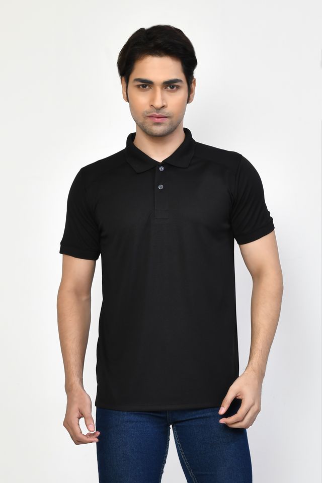 Men's Casual Regular Fit Solid Tshirts combo I Collared Neck I Half Sleeve Polo T-shirts  - Black & Navy Blue