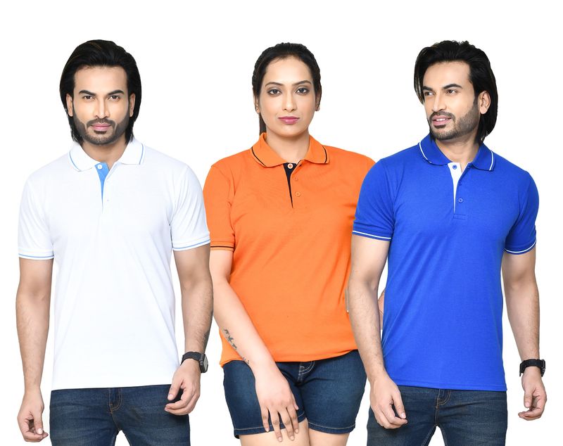 Regular Fit Pure Cotton Solid T-shirts Combo with Collar Neck and Half Sleeves I Unisex Polo Tshirts For Everyday wear