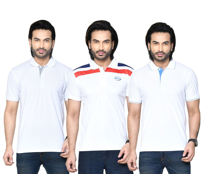 Regular Fit Pure Cotton Solid T-shirts Combo with Collar Neck and Half Sleeves I Unisex Polo Tshirts For Everyday wear