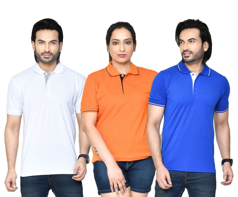 Regular Fit Pure Cotton Solid T-shirts Combo with Collar Neck and Half Sleeves I Unisex Polo Tshirts For Everyday wear