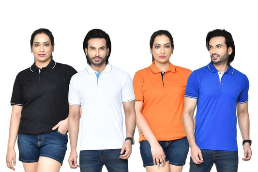 Regular Fit Pure Cotton Solid T-shirts Combo with Collar Neck and Half Sleeves I Unisex Polo Tshirts For Everyday wear