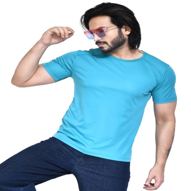 Men's Casual Regular Fit Kulty Fabric Solid Round Neck T-shirt with Half Sleeve I Comfortable and Breathable Western Outfit