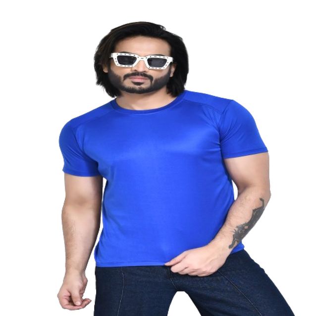 Men's Casual Regular Fit Kulty Fabric Solid Round Neck T-shirt with Half Sleeve I Comfortable and Breathable Western Outfit