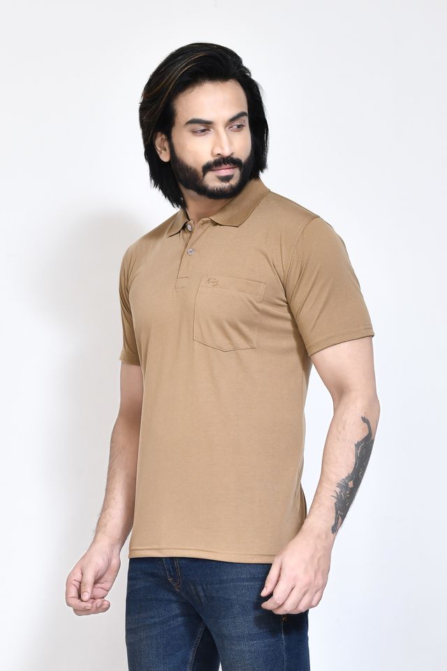 Men's Casual Regular Fit Kulty Fabric Solid Polo Neck T-shirt with Half Sleeve I Comfortable and Breathable Western Outfit