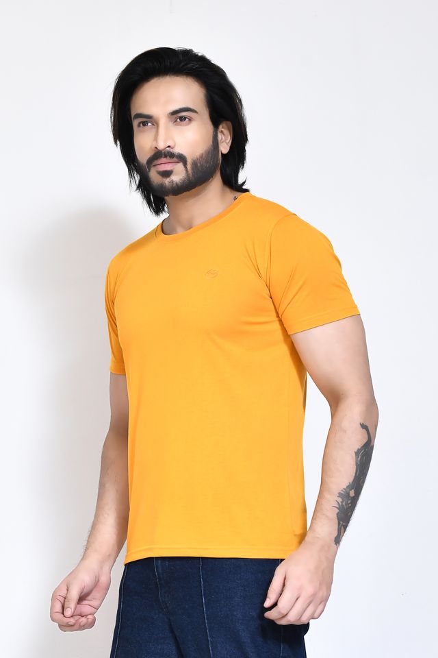 Men's Casual Regular Fit Kulty Fabric Solid Round Neck T-shirt with Half Sleeve I Comfortable and Breathable Western Outfit