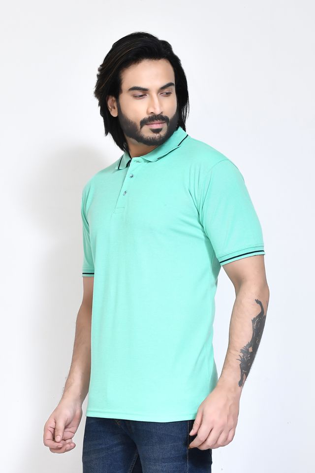 Men's Casual Regular Fit Kulty Fabric Solid Polo Neck T-shirt with Half Sleeve I Comfortable and Breathable Western Outfit