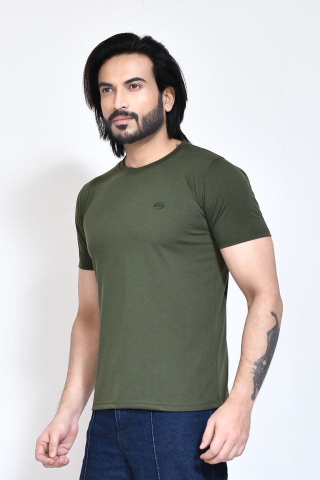 Men's Casual Regular Fit Kulty Fabric Solid Round Neck T-shirt with Half Sleeve I Comfortable and Breathable Western Outfit