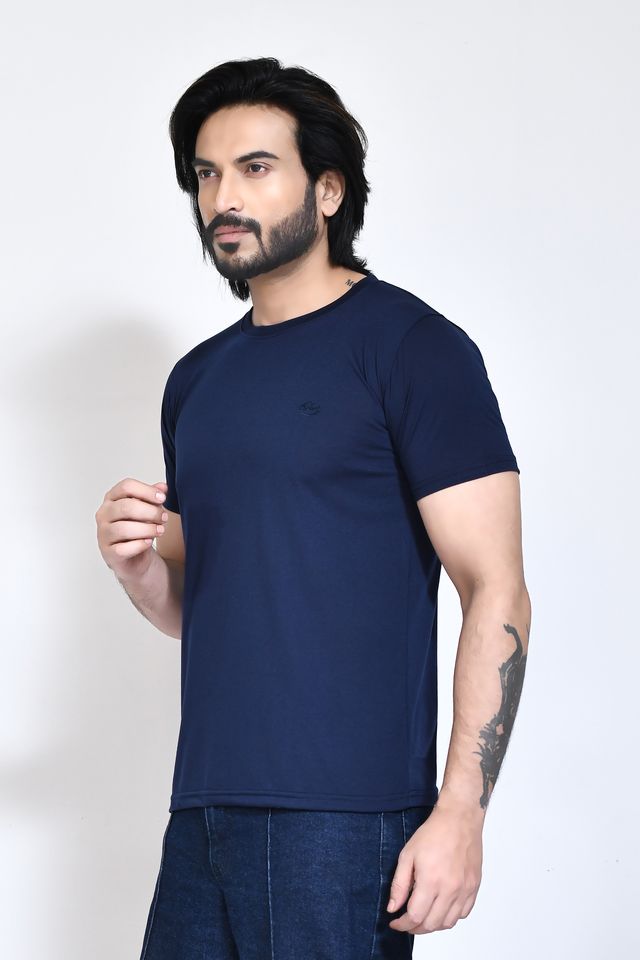 Men's Casual Regular Fit Kulty Fabric Solid Round Neck T-shirt with Half Sleeve I Comfortable and Breathable Western Outfit