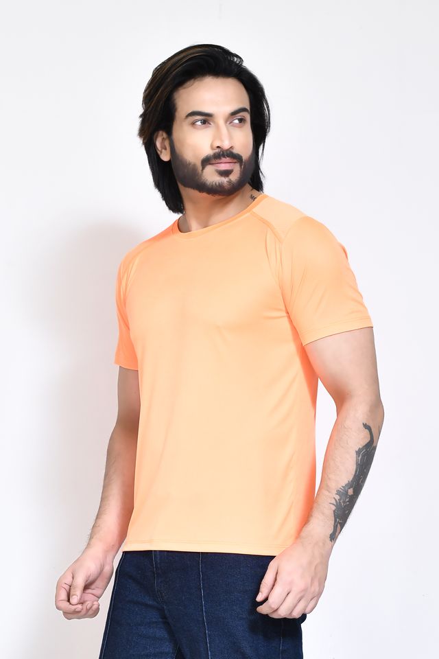 Men's Casual Regular Fit Kulty Fabric Solid Round Neck T-shirt with Half Sleeve I Comfortable and Breathable Western Outfit