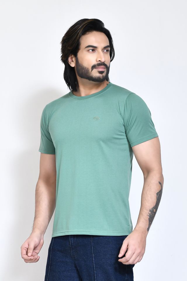 Men's Casual Regular Fit Kulty Fabric Solid Round Neck T-shirt with Half Sleeve I Comfortable and Breathable Western Outfit