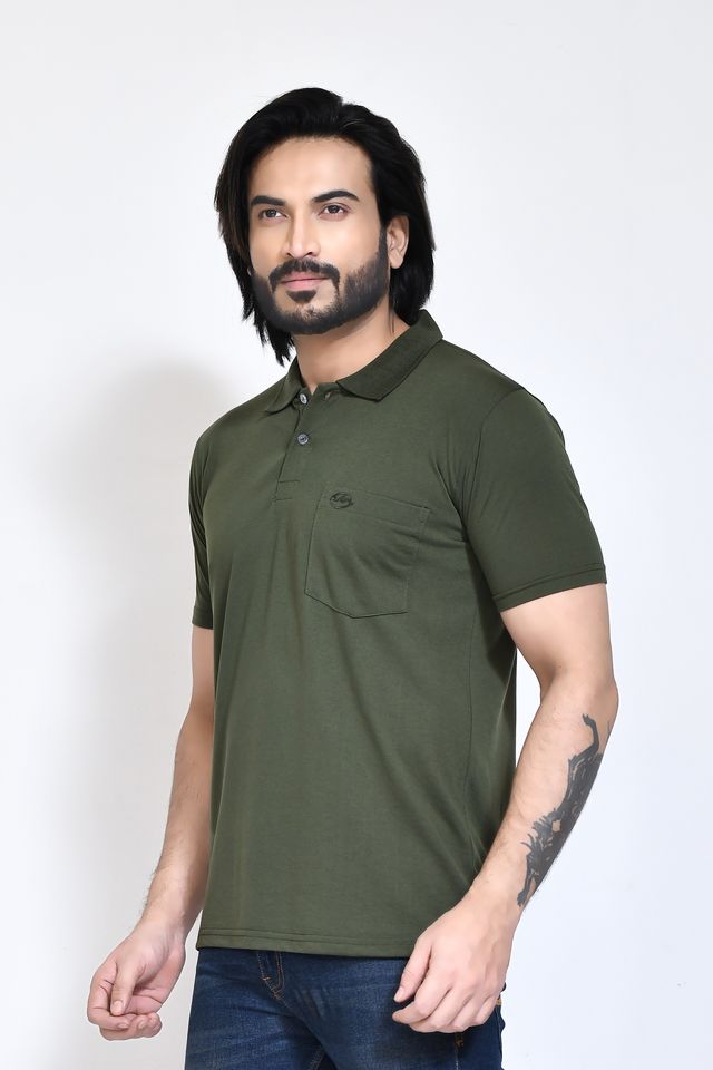 Men's Casual Regular Fit Kulty Fabric Solid Polo Neck T-shirt with Half Sleeve I Comfortable and Breathable Western Outfit