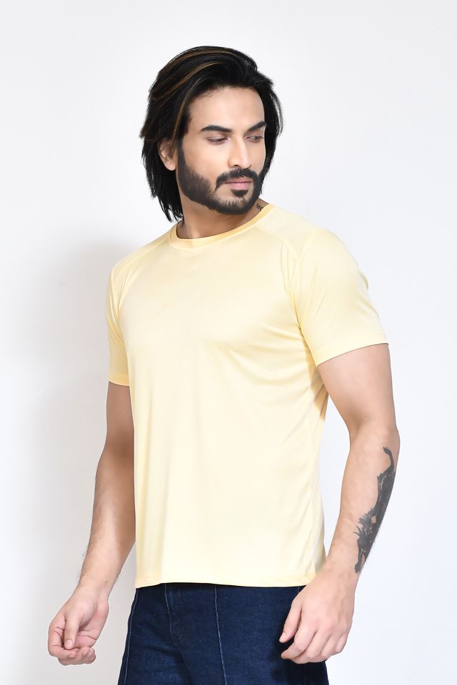 Men's Casual Regular Fit Kulty Fabric Solid Round Neck T-shirt with Half Sleeve I Comfortable and Breathable Western Outfit