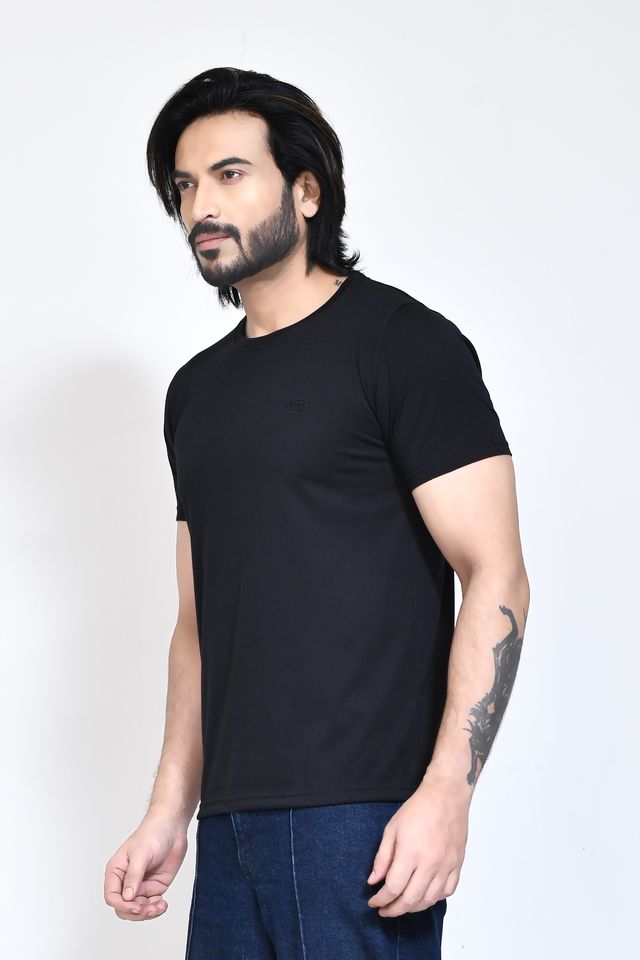 Men's Casual Regular Fit Kulty Fabric Solid Round Neck T-shirt with Half Sleeve I Comfortable and Breathable Western Outfit