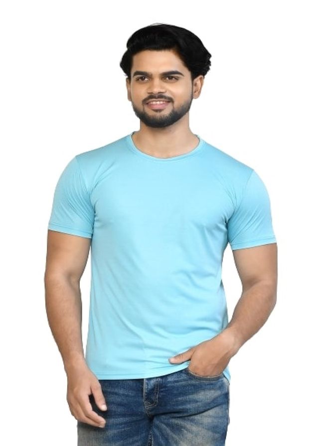 Men's Casual Regular Fit Solid Round Neck Cotton T-shirt with Half Sleeve