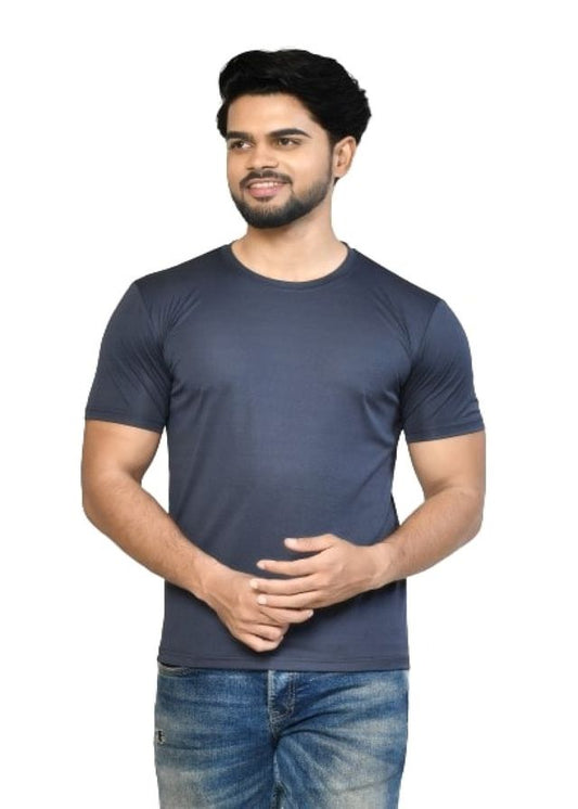 Men's Casual Regular Fit Solid Round Neck Cotton T-shirt with Half Sleeve