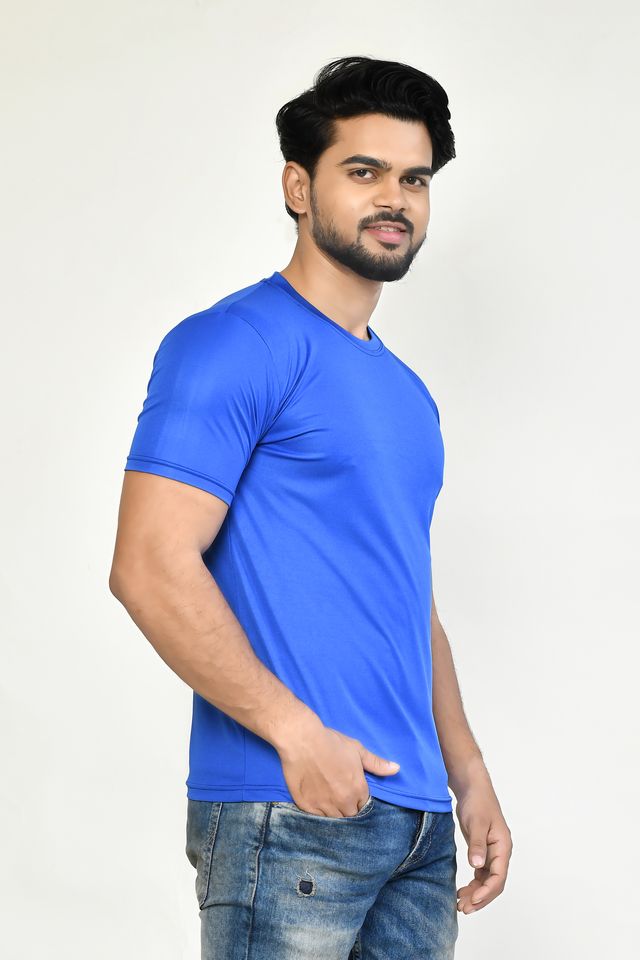 Men's Casual Regular Fit Solid Round Neck Cotton T-shirt with Half Sleeve