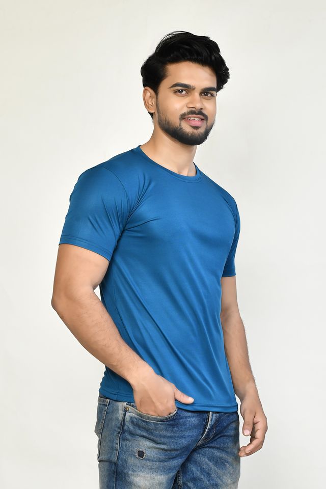 Men's Casual Regular Fit Solid Round Neck Cotton T-shirt with Half Sleeve