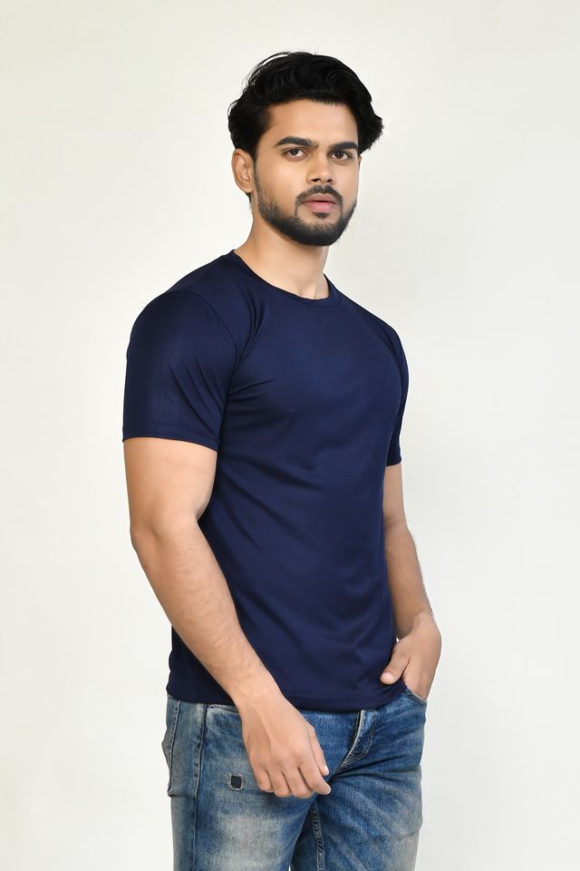 Men's Casual Regular Fit Solid Round Neck Cotton T-shirt with Half Sleeve