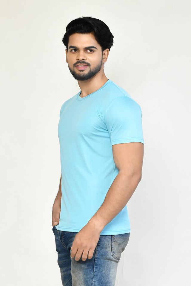 Men's Casual Regular Fit Solid Round Neck Cotton T-shirt with Half Sleeve