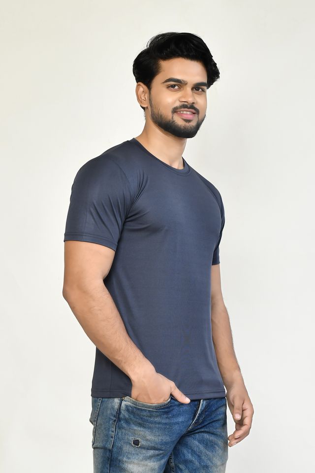 Men's Casual Regular Fit Solid Round Neck Cotton T-shirt with Half Sleeve